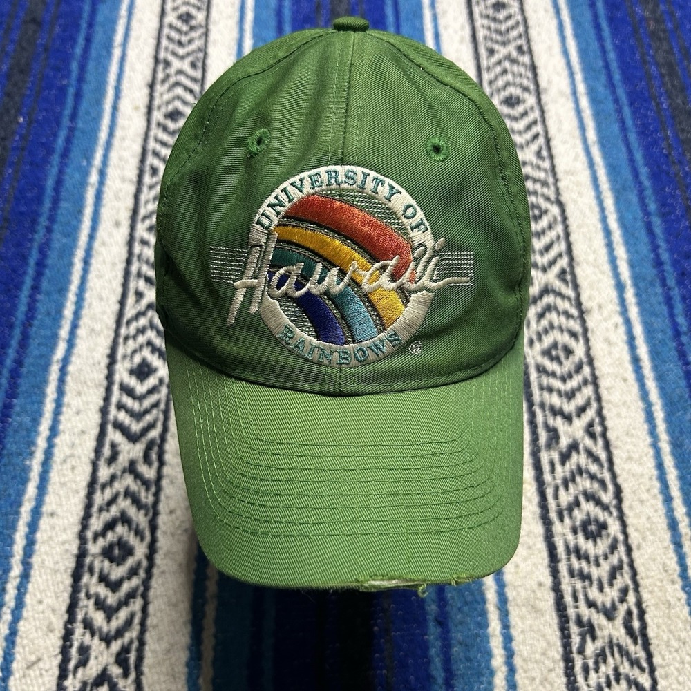 Vintage 90s Hawaii Rainbow Warriors Hat The Game Distressed Snapback Cap